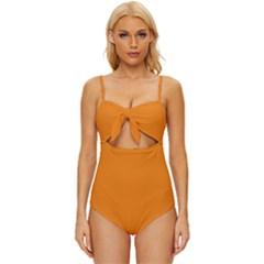 Apricot Orange	 - 	knot Front One-piece Swimsuit by ColorfulSwimWear