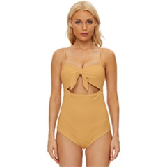 Bees Wax Orange	 - 	knot Front One-piece Swimsuit by ColorfulSwimWear