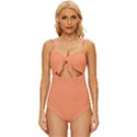 Atomic Tangerine Orange	 - 	Knot Front One-Piece Swimsuit View1