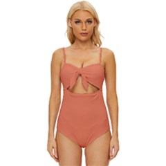 Burnt Sienna Orange	 - 	knot Front One-piece Swimsuit by ColorfulSwimWear