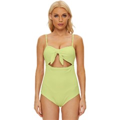 Key Lime Yellow	 - 	knot Front One-piece Swimsuit by ColorfulSwimWear