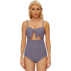 Dove Grey	 - 	knot Front One-piece Swimsuit by ColorfulSwimWear