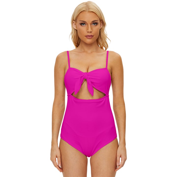 Hollywood Cerise	 - 	Knot Front One-Piece Swimsuit