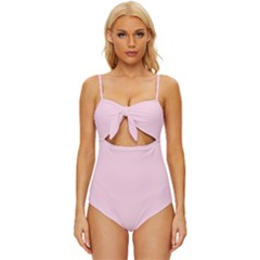 Mimi Pink	 - 	knot Front One-piece Swimsuit by ColorfulSwimWear