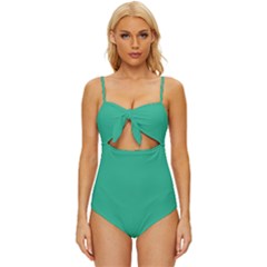 Mountain Meadow Green	 - 	knot Front One-piece Swimsuit by ColorfulSwimWear