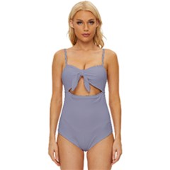 Manatee Grey	 - 	knot Front One-piece Swimsuit by ColorfulSwimWear