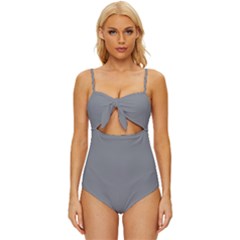 Monument Grey	 - 	knot Front One-piece Swimsuit by ColorfulSwimWear