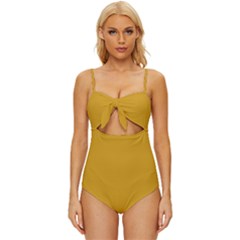 Orange Gold	 - 	knot Front One-piece Swimsuit by ColorfulSwimWear