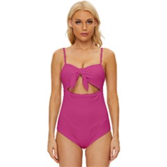 Pink Yarrow	 - 	knot Front One-piece Swimsuit by ColorfulSwimWear