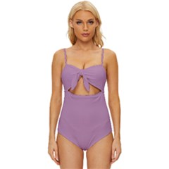 Opera Mauve Purple	 - 	knot Front One-piece Swimsuit by ColorfulSwimWear