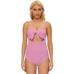 Sweet Lilac Pink	 - 	knot Front One-piece Swimsuit by ColorfulSwimWear