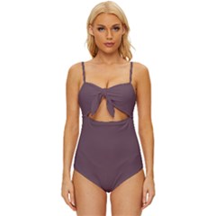 Plum Wine	 - 	knot Front One-piece Swimsuit by ColorfulSwimWear