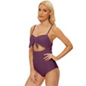 Wine Dregs	 - 	Knot Front One-Piece Swimsuit View2