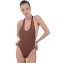 Toffee Brown	 - 	Backless Halter One Piece Swimsuit View1