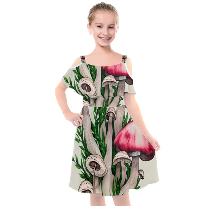 Glamour Enchantment Design Kids  Cut Out Shoulders Chiffon Dress