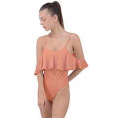 Atomic Tangerine Orange	 - 	drape Piece Swimsuit by ColorfulSwimWear