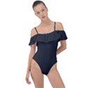 Charcoal Grey	 - 	Frill Detail One Piece Swimsuit View1