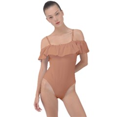 Raw Sienna Orange	 - 	frill Detail One Piece Swimsuit by ColorfulSwimWear