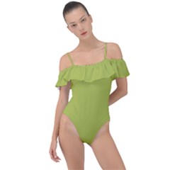 Avocado Green	 - 	frill Detail One Piece Swimsuit by ColorfulSwimWear