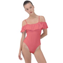 Living Coral	 - 	frill Detail One Piece Swimsuit by ColorfulSwimWear