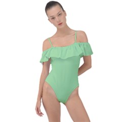 Granny Smith Apple Green	 - 	frill Detail One Piece Swimsuit by ColorfulSwimWear