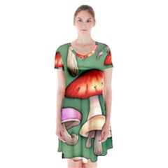 Glamour Mushroom For Enchantment And Bewitchment Short Sleeve V-neck Flare Dress by GardenOfOphir