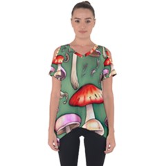 Glamour Mushroom For Enchantment And Bewitchment Cut Out Side Drop Tee by GardenOfOphir