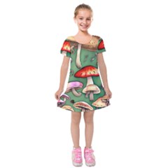 Glamour Mushroom For Enchantment And Bewitchment Kids  Short Sleeve Velvet Dress by GardenOfOphir