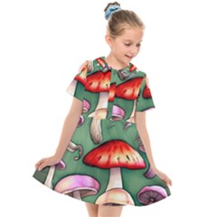 Glamour Mushroom For Enchantment And Bewitchment Kids  Short Sleeve Shirt Dress by GardenOfOphir