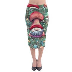 Black Art Mushroom For Incantation And Witchcraft Midi Pencil Skirt by GardenOfOphir