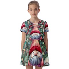 Black Art Mushroom For Incantation And Witchcraft Kids  Short Sleeve Pinafore Style Dress by GardenOfOphir