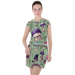 Presto Mushroom For Prestidigitation And Legerdemain Drawstring Hooded Dress by GardenOfOphir