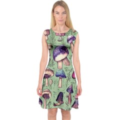 Presto Mushroom For Prestidigitation And Legerdemain Capsleeve Midi Dress by GardenOfOphir