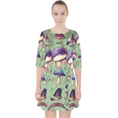 Presto Mushroom For Prestidigitation And Legerdemain Quarter Sleeve Pocket Dress by GardenOfOphir