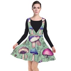 Presto Mushroom For Prestidigitation And Legerdemain Plunge Pinafore Dress by GardenOfOphir