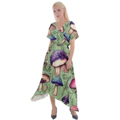 Presto Mushroom For Prestidigitation And Legerdemain Cross Front Sharkbite Hem Maxi Dress by GardenOfOphir