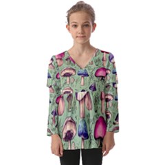 Presto Mushroom For Prestidigitation And Legerdemain Kids  V Neck Casual Top by GardenOfOphir