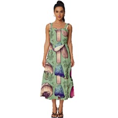 Presto Mushroom For Prestidigitation And Legerdemain Square Neckline Tiered Midi Dress by GardenOfOphir