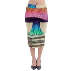 Forest Fairycore Mushroom Midi Pencil Skirt by GardenOfOphir