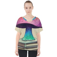 Forest Fairycore Mushroom V-neck Dolman Drape Top by GardenOfOphir