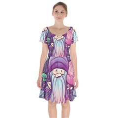 Foraging Mushroom Short Sleeve Bardot Dress by GardenOfOphir