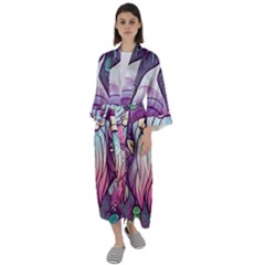 Foraging Mushroom Maxi Satin Kimono