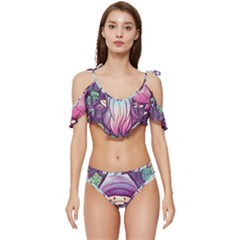 Foraging Mushroom Ruffle Edge Tie Up Bikini Set	