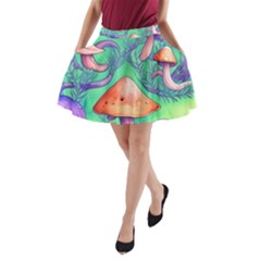 Natural Mushroom Illustration Design A-line Pocket Skirt by GardenOfOphir