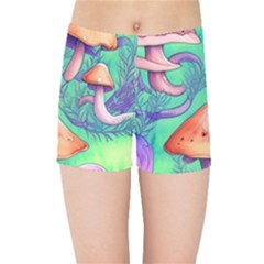 Natural Mushroom Illustration Design Kids  Sports Shorts by GardenOfOphir