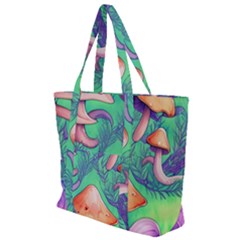 Natural Mushroom Illustration Design Zip Up Canvas Bag by GardenOfOphir