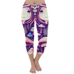 Fairy Mushroom Illustration Design Capri Winter Leggings  by GardenOfOphir