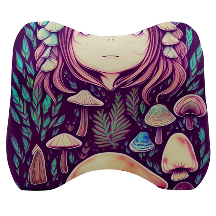 Fairy Mushroom Illustration Design Velour Head Support Cushion