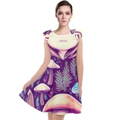 Fairy Mushroom Illustration Design Tie Up Tunic Dress by GardenOfOphir