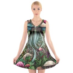 Craft Mushroom V-neck Sleeveless Dress by GardenOfOphir